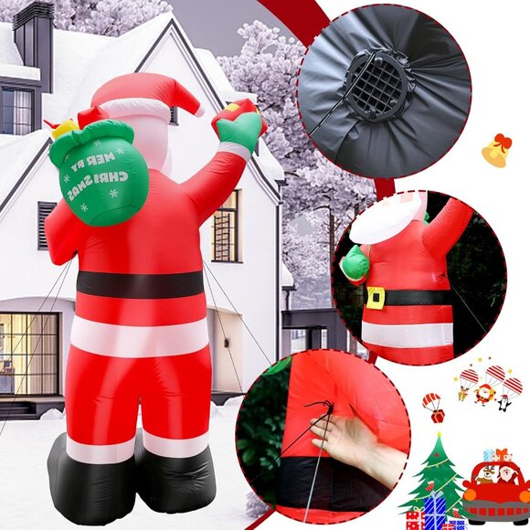 🆕8FT Christmas Inflatable Santa Claus Delivering Presents Outdoor Decoration - Picture 5 of 8